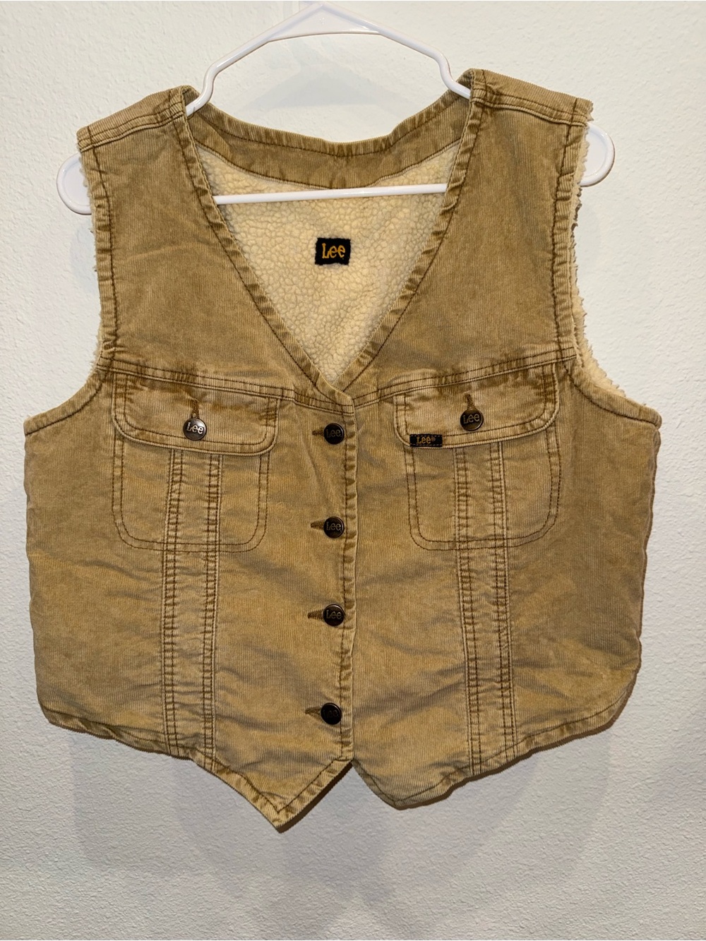 Lee Women’s Tan Sherpa-Lined Button Vest